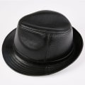 Miniatyrbillede 1 af 4: Trilby hat i sort syntetisk læder til mænd