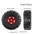 Miniatyrbilde 4 av 5: 4 stk. 63 mm 1,0-tommers Beadlock hjuldekksett for 1/18 1/24 RC Svart