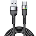 Miniatyrbilde 7 av 8: Hurtiglading Kabel Aluminiumlegering USB C Ladning Datakabel Til Telefon 3A Fargerikt Lys Svart