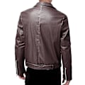 Miniatyrbillede 2 af 3: Slank Pasform Brun PU Læder Biker Motorcykeljakke Frakke 4XL