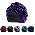 Miniatyrbilde 2 av 4: Silkesatin turban i mørk blå - hodeplagg