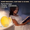Miniatyrbilde 3 av 5: Soloppgang Vekkerklokke, Fullskjerms Vekkelampe med Soloppgangssimulering, Doble Alarmer, FM Radio, 8 Naturlige Lyder og Snooze, 3 Lysmoduser, Digital Seng