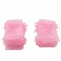 Miniatyrbillede 2 af 8: 100 stk. Organzaposer 10x15cm Transparente gaveposer med snøre Netbærbar smykkeposer Snøre til bryllup Pink