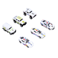 Pikkukuva 8 / 8: 6 kpl poliisiautoleluja 1:64 mittakaavassa Premium-seos Kestävä Pieni kannettava Hieno muotoilu Elävät värit Die-cast-autot