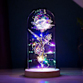 Miniatyrbillede 2 af 5: Evig LED Lys Rød Rose i Glaskuppel Skønheden og Udyret Tema