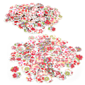 Miniatyrbilde 5 av 8: 200 stk malte blomsterknapper i tre, assortert, blandet til DIY-søm og håndverk, 2 hull, tilbehør, 20 mm