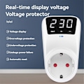 Miniatyrbillede 2 af 5: LED Display Spændingsbeskytter Stik med Reset Funktion EU Stik