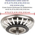 Miniatyrbild 3 av 5: 5 stycken packningar i elastomer för silinsatser, 3 förpackningar, ytterdiameter 54 mm, innerdiameter 32 mm, 4,6 mm tjock, reservdel för diskbänkspluggar