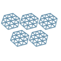 Miniatyrbilde 4 av 8: 5 stk Silikon Hexagon Plassmatte Varmeisolasjon Tallerken Kopp Skål Matte for Spisebord Blå