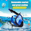 Miniatyrbilde 2 av 8: Keep Diving Full-face Snorkeling Mask Diving 2 i 1 Tørr Pust Undervanns Svømme Tube (Blå, M)