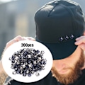 Miniatyrbild 6 av 8: 200 st fyrkantiga nitar i metall, snygga gör-det-själv-accessoarer för skor, väskor och hattar, 9 mm, djupblå botten, vita prickar