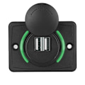 Miniatyrbillede 3 af 8: 3.1A DC12V/24V Sort Bil Dobbelt USB Port Strømstikkontakt med LED (Grøn)