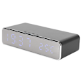 Miniatyrbillede 4 af 8: Multifunktionel trådløs oplader USB digital LED bordalarm ur termometer til xiaomi sølv