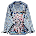 Miniatyrbillede 1 af 5: Boho Style Dame Vinter Denim Jakke med Blomsterbroderi