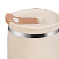 Miniatyrbilde 7 av 8: 500 ml isolert kaffekopp med lokk, sammenleggbar skje, rustfritt stål, termokopp for te, varm kakao, kald drikke, beige