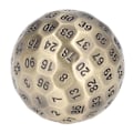 Miniatyrbillede 6 af 8: 100-sidet polyhedral terning i metal, 5 cm i diameter, nem at læse, med fløjlspose til personer over 14 år, messingfarvet