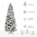 Miniatyrbilde 3 av 5: 180 cm Kunstig juletre med snødekte grener og smal form