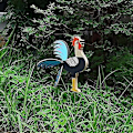 Miniatyrbillede 4 af 5: Hane Vindmølle Have Vindspinnere Pinwheels Pæle Gårdhave Gård Indretning Have Statue Levende Skulptur