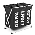 Pikkukuva 2 / 8: Divided Concise Style Folding Laundry Basket Waterproof Dirty Clothes Storage Basket Black