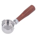 Miniatyrbillede 1 af 8: 51mm Bundløs Portafilter i Rustfrit Stål med 2 Ører Bundløs Filterholder Portafilter med Træhåndtag til Kaffemaskine Style 2