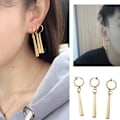 Miniatyrbilde 5 av 8: Bar Dangle Øredobber Kompakt Struktur Legering Lett Glansfull Bærbar Bar Dangle Øredobber for Kvinner Jente Menn