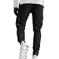 Miniatyrbild 3 av 4: Smallastående Herr Svarta Cargo Joggingbyxor Combat Arbetsbyxor Tracksuit Bottoms