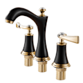 Miniatyrbillede 5 af 8: Håndvask Armatur Kobber Badeværelsesskab Split vandhane Titanium armatur (sort guld)