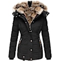 Miniatyrbilde 1 av 4: Vintervarm Svart Dame Dunjakke Lang Erme Casual Jakke Regular Fit 5XL
