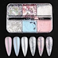 Miniatyrbild 1 av 5: Holografiskt Iridescent Nagellackspuder med Aurora-pärlor för Manikyr Reflekterande Nagelglitterdekorationer 1909-51