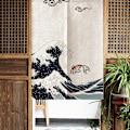 Miniatyrbillede 4 af 8: 85*120cm japansk stil polyester halv gardin køkken soveværelse skillevæg gardin boligindretning