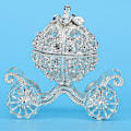Miniatyrbillede 2 af 5: Rhinestone Krystal Græskarvogn Smykkeskrin, Smykkeskrin Diamant Gave Samlerobjekter Statue Dekoration
