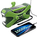 Pikkukuva 1 / 5: 10000mah Hätäradio, Aurinkokenno- ja Käsikampi Radio, Kannettava Radio Puhelimen Laturilla, Led-taskulamppu Vihreä - Uusi SZJR