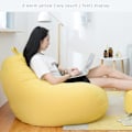 Miniatyrbild 4 av 5: Extra Stora Sittsäckar Soffa Överdrag Lazy Lounger För Vuxna Barn Inomhus NewJune 6.1 Gul 90 * 110cm