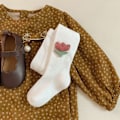 Miniatyrbild 5 av 8: Flickor Strumpbyxor Stickade Bomull Footed Leggings Strumpor Andas Varm Toddler Strumpbyxor för Höst Vinter S