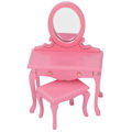 Miniatyrbillede 8 af 8: Dukkehus Sminkebord 1:12 Skala Pink Høj Simulation Lys Farve Mini Sminkebord til 1:12 Dukkehus