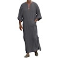 Miniatyrbillede 1 af 3: Arabisk muslimsk mænds lange grå Thobe Kaftan Robe