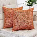 Miniatyrbilde 1 av 5: Sett med 2 oransje putetrekk rustikk lin dekorativt firkantet pynteputetrekk 50x50 cm for sofa dekorasjon