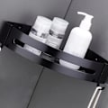 Miniatyrbilde 3 av 5: Punch Free Dusj Oppbevaringshylle Aluminiumlegering Baderom Hjørne Oppbevaringshyller for Hjem Triangulær Svart