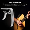 Miniatyrbilde 4 av 6: Universal høystyrke metall capo for 6-strengs akustiske og elektriske gitarer - Silver Performance Capo