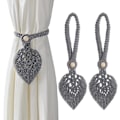 Miniatyrbild 1 av 5: Bohemian Leaf Curtain Tiebacks - Set om 2, Grå