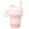 Miniatyrbild 1 av 8: Vikbar kaffekopp Silikon Rosa 350 ml Bärbar Bra tätningsprestanda med sugrör Vikbar kaffemugg för resor