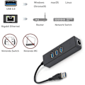 Miniatyrbild 3 av 5: USB 3.0 Hub, 3 Portar USB HUB med RJ45 10/100/1000 Gigabit Ethernet Nätverksadapter, Konverter Kabelansluten USB Nätverksadapter för Ultrabooks, Notebooks, T