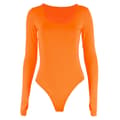 Kvindes Langærmet Bodysuit - Moderigtig Charmerende Slank Pasform Body Leotard til Dans S Orange