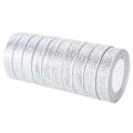 Miniatyrbild 7 av 8: 10 rullar glitter satinband polyester presentförpackning bröllopsdekoration festtillbehör silver