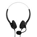 Miniatyrbillede 2 af 8: Binauralt headset til stationær computer med ledning, mikrofon og fleksibel, roterbar PU-læder