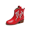 Miniatyrbillede 2 af 4: Casual Mid Heel Wide Width Dame Cowboy Ankle Boots38 Rød