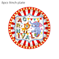 Miniatyrbild 1 av 4: Djurtema Cirkus Karneval Födelsedagsfest Tillbehör Set 9tums Tallrik 8st