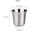 Miniatyrbillede 3 af 5: Isoleret Espresso Kopper i Rustfrit Stål - Nemme at Rengøre, Tåler Opvaskemaskine (80ml, Sæt med 2)
