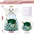 Miniatyrbillede 3 af 5: Glasengelstatue med smukke lilla blomster - Perfekt mors dags- og fødselsdagsgave til mor M mørkeblå robin blå
