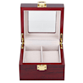 Miniatyrbild 3 av 8: Trä 2 Grid Watch Display Box Transparent fönster Watch förvaringsbox (röd)